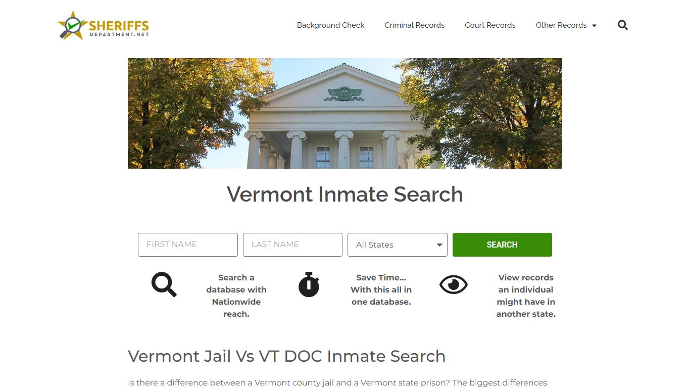 Vermont Inmate Search: Lookup VT DOC Prison and County Jail Records.